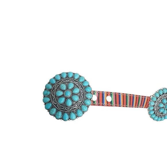 Turquoise Concho statement belt womens size XL multi-colored western - Picture 5 of 13